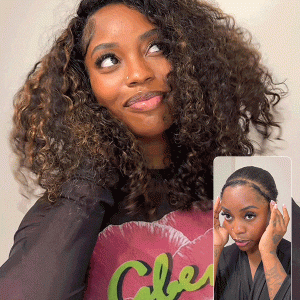 Blonde Highlighted Glueless Water Wave 3 In 1 Half Wig Human Hair