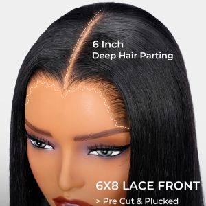 Ready To Go M Hairline Straight 6x8 Lace Front Wig With Drawstring
