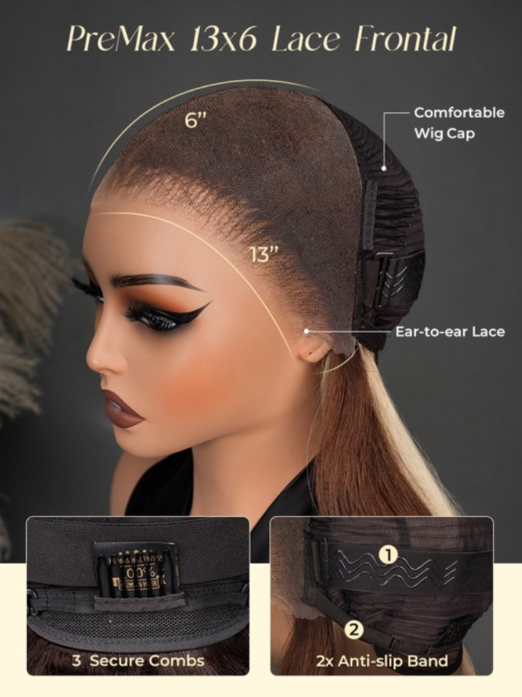 Caramel Blonde Highlights Loose Body 13x6 Lace Frontal Wig With Layers - Image 7