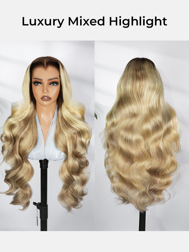 M Hairline Blonde Ombre Highlight Body Wave 13x6 Lace Front Wig - Image 6