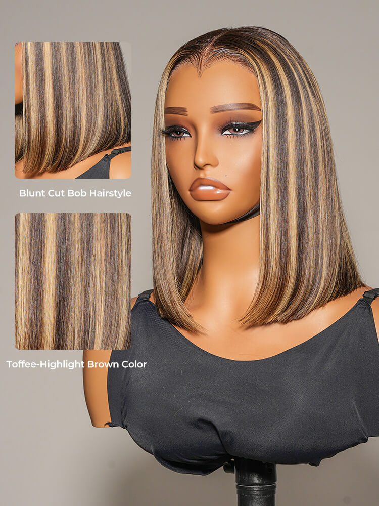 M Hairline Blonde Highlighted Bob 13x6 Lace Frontal Wig Ready To Go - Image 7