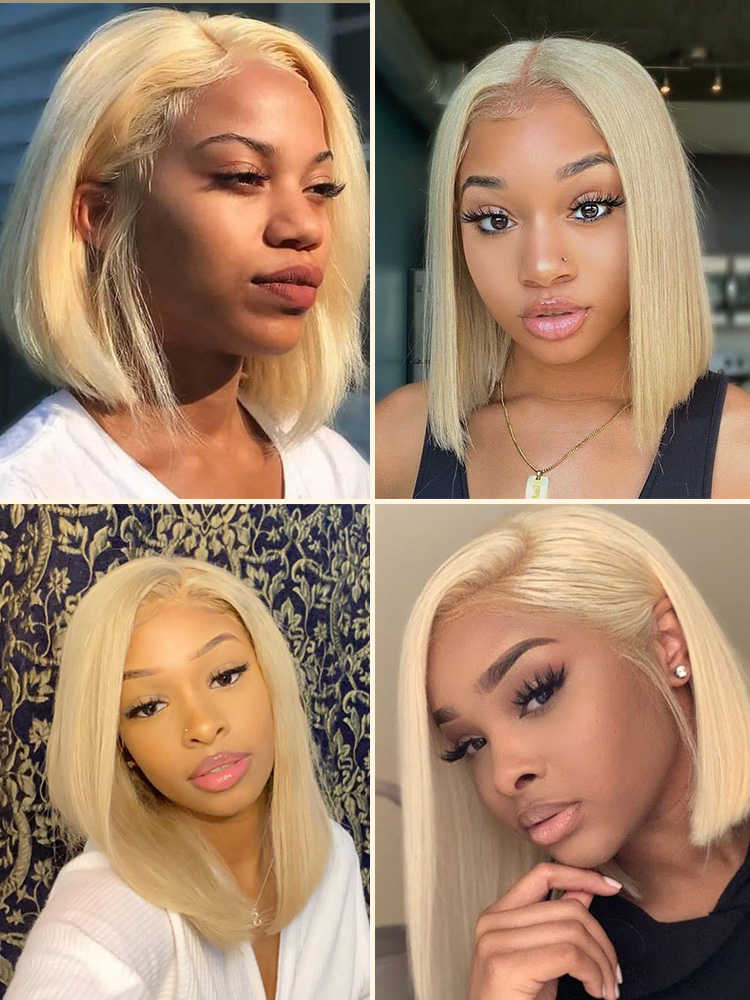 613 Color Blonde Hair Short Bob Wigs Human Hair Wigs Short Lace Wigs - Image 4