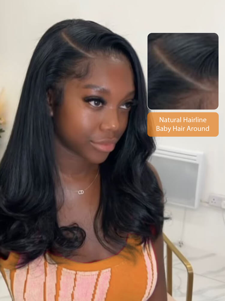 Side Part 90's Flipped Ends Bob Glueless 5x7 Lace Front Human Hair Wigs - Image 6