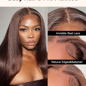 Chocolate Brown 5x5 HD Lace Closure Wigs Human Hair Colored Wigs