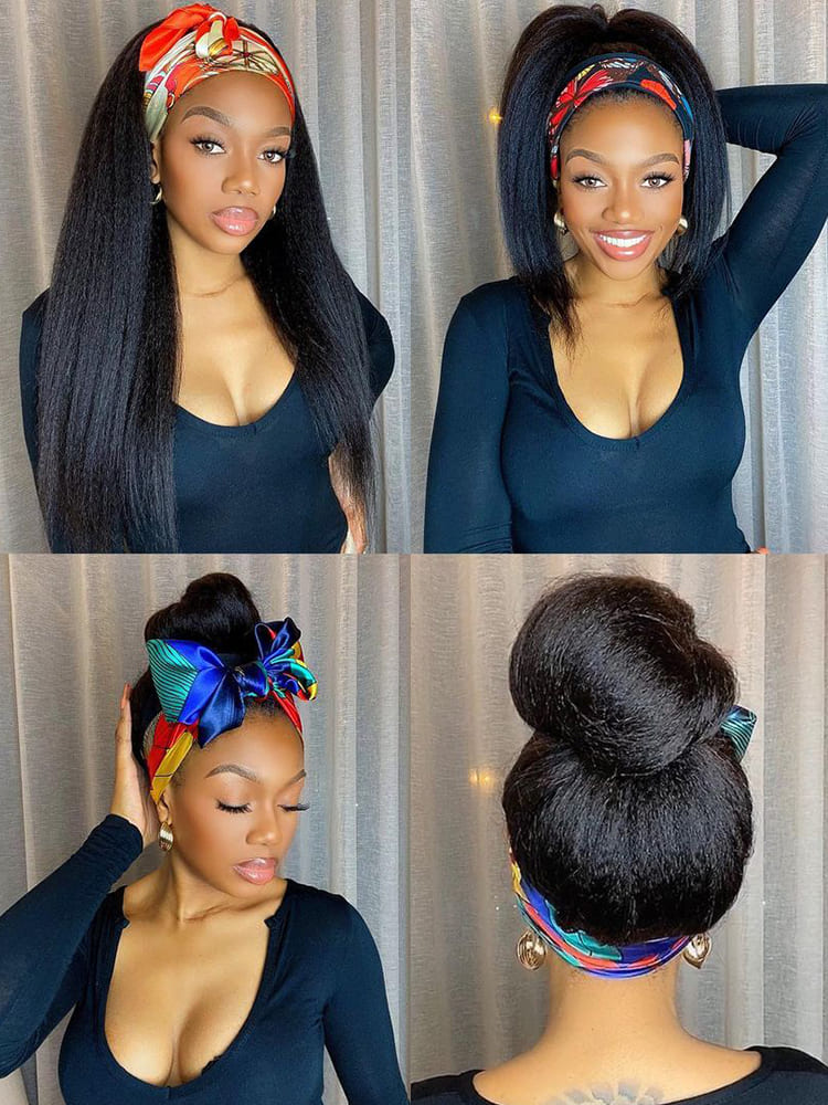 Headband Wig Kinky Straight Half Wig 180 Density - Image 9