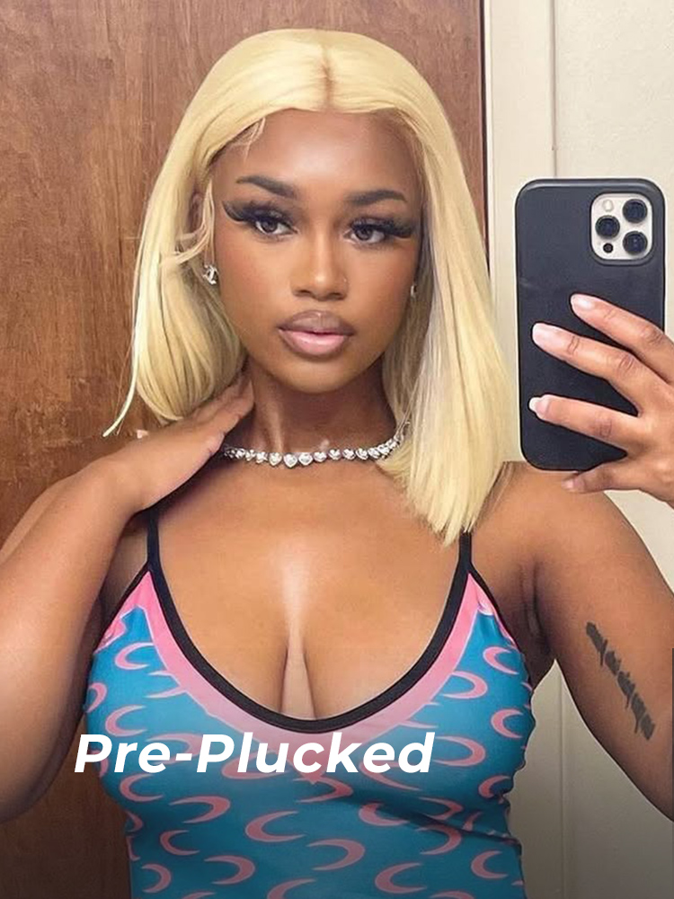 613 Color Blonde Hair Short Bob Wigs Human Hair Wigs Short Lace Wigs - Image 5