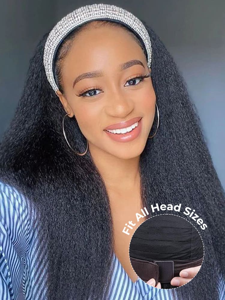 Headband Wig Kinky Straight Half Wig 180 Density - Image 3