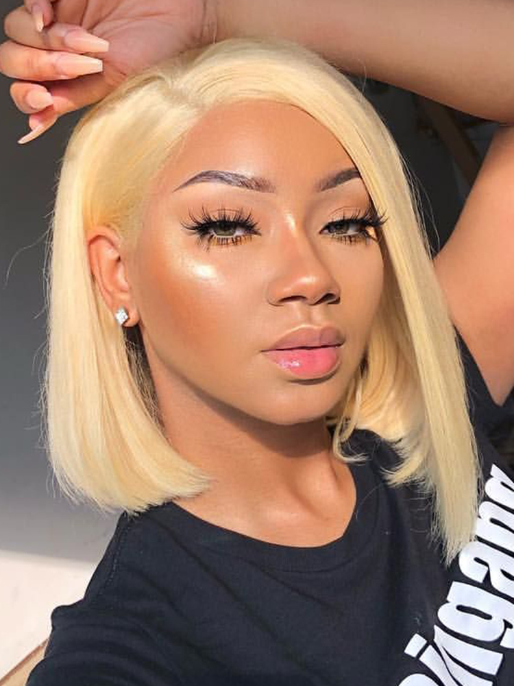 613 Color Blonde Hair Short Bob Wigs Human Hair Wigs Short Lace Wigs - Image 6