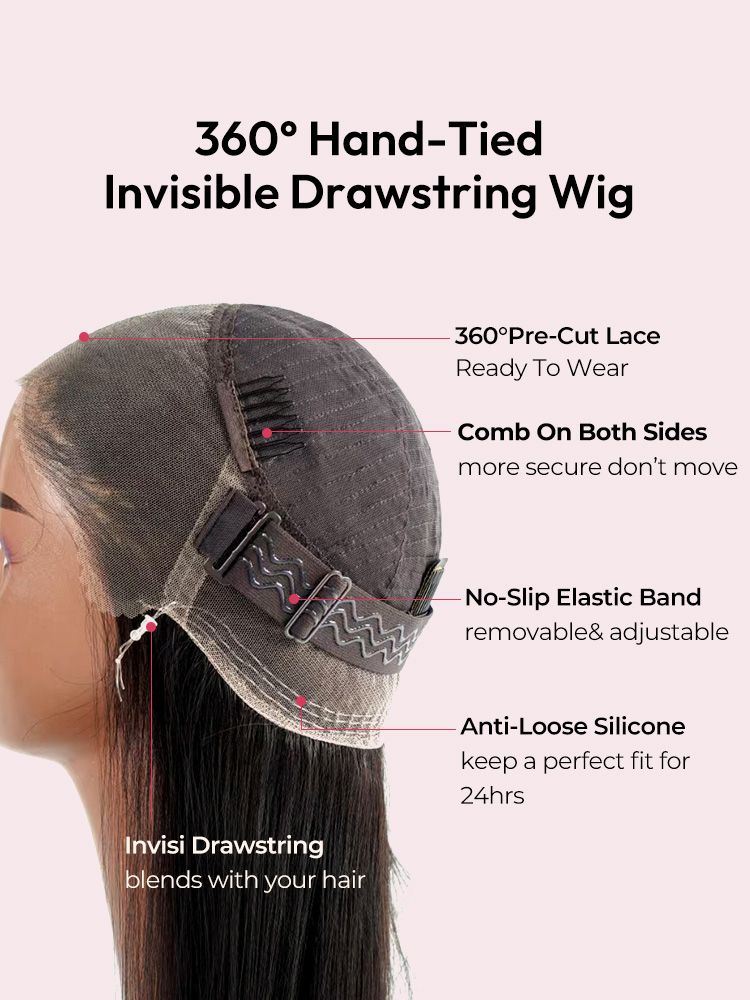 Yaki Straight 360 Glueless Lace Wig Ready To Go Natural Hairline - Image 8