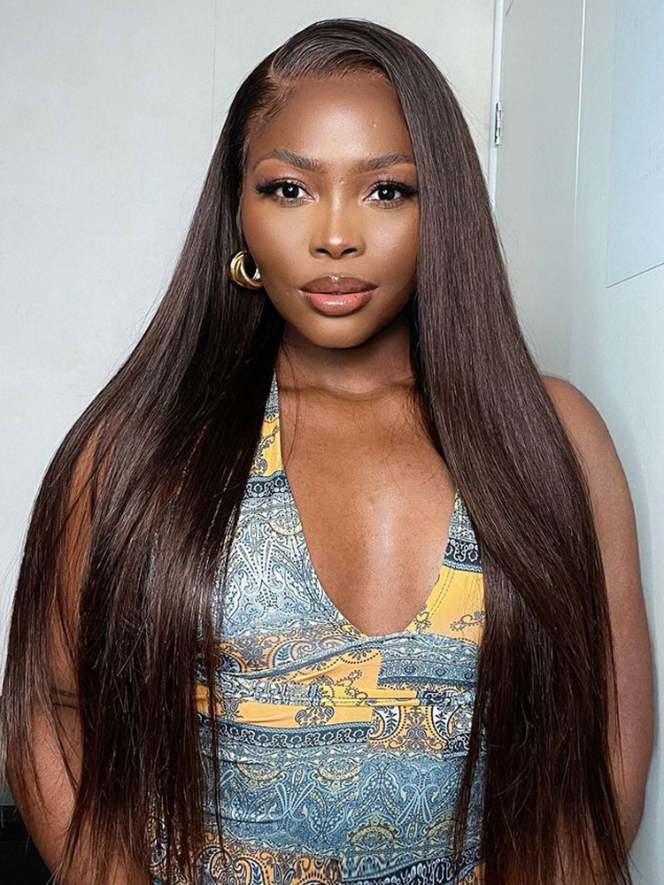 #4 Dark Brown Colored Human Hair Wigs Alipearl Skin Melt HD Lace Front Wigs - Image 8