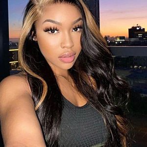 Blonde Skunk Stripe Hair Natural Body Wave Hairstyle Lace Wigs for Women