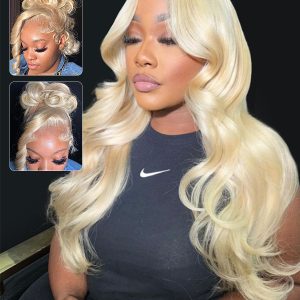 Blonde 360 Lace Wig Human Hair Glueless Body Wave and Straight With Invisible Strap