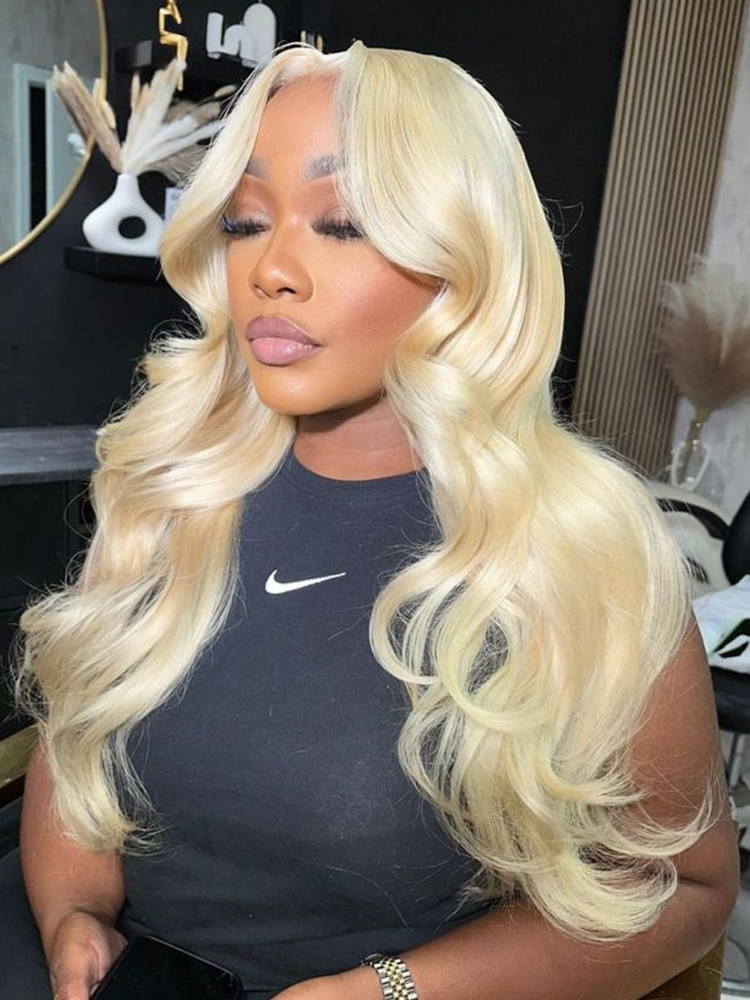 #613 Blonde Skin Like HD Lace Frontal Wig Body Wave Bleached Blonde Human Hair Wigs - Image 2