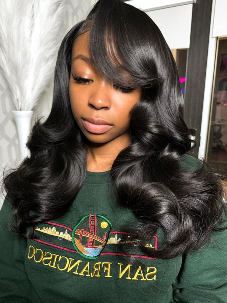 250% Density Layered Double Drawn Body Wave Hair 13×6 Ready To Go Frontal Wig Pre Bleached - Image 3