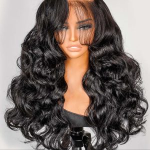Salon Style-Glueless Bouncy Wavy 6*8 Lace Front Wig Side Part Ready To Go With Drawstring