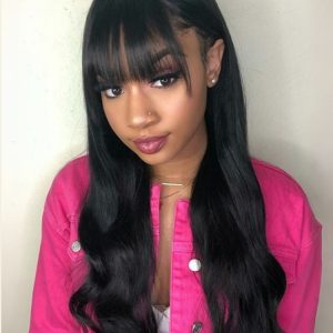 Ready To Go Loose Body Wave Wigs With Bangs Transparent Lace Closure Wigs