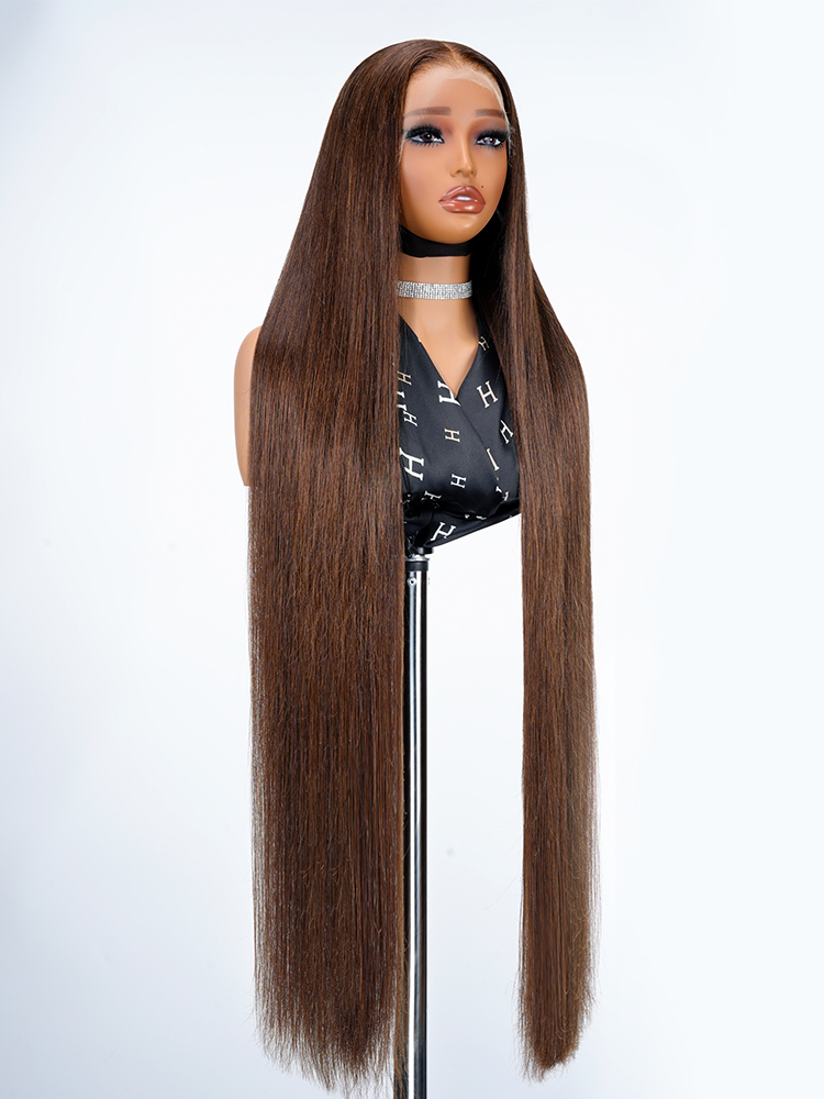 Super Long 300% Density Chocolate Brown 13x6 HD Lace Front Wig Straight Human Hair - Image 10