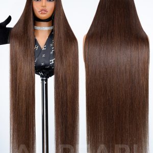 Super Long 300% Density Chocolate Brown 13x6 HD Lace Front Wig Straight Human Hair