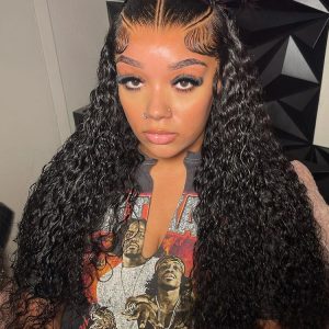 Pre Styled Human Hair Wigs Water Wave 13*4 Lace Ready To Go Wigs