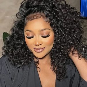 Half Wig with Drawstring Kinky Curly Glueless Human Hair Wigs 250% Density