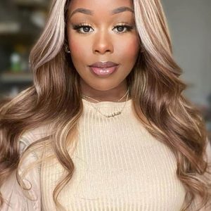 Alipearl Brown With Blonde Highlights Wig #P4/613 Human Hair Lace Wigs