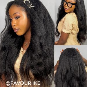 Kinky Straight U Part Wig Brazilian Human Hair Wig Yaki V Part Wigs