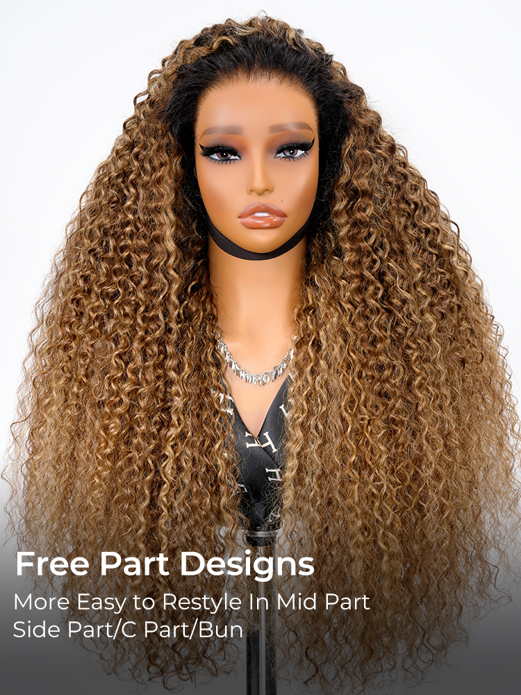 Beyoncé Inspired Frosted Blonde Highlight Curly Hair Lace Frontal Wig - Image 11