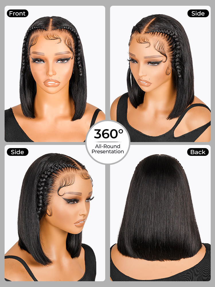 Stylist Braided Short Bob Wig Glueless 13x4 Front Wig - Image 5