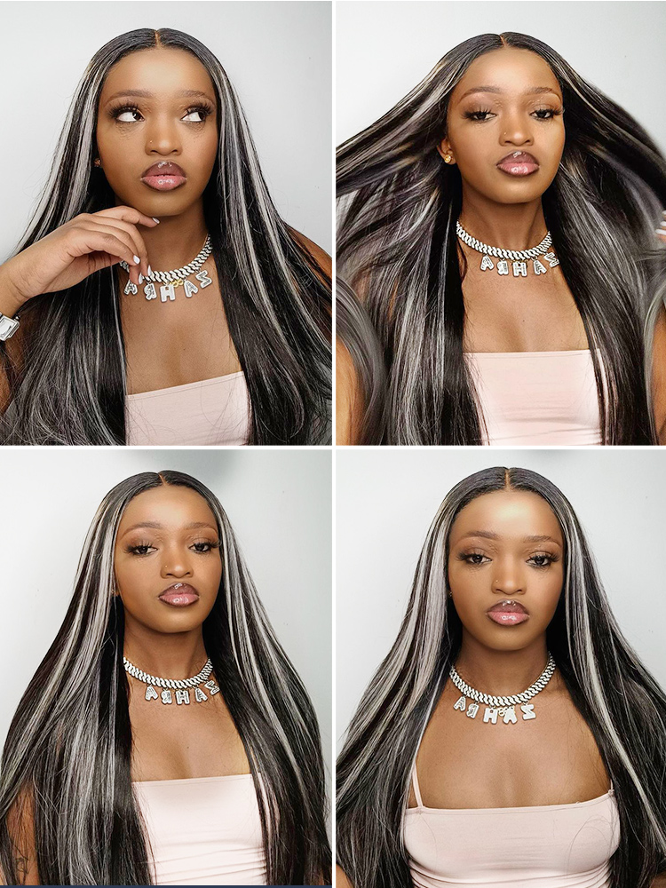 Sophiology x Alipearl Original Platinum Blonde Highlights Straight Mixed Color Human Hair Wigs - Image 9